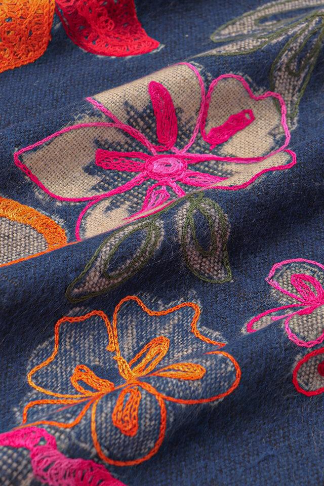 Lacivert Marimo Desenli Kışlık Şal - 3