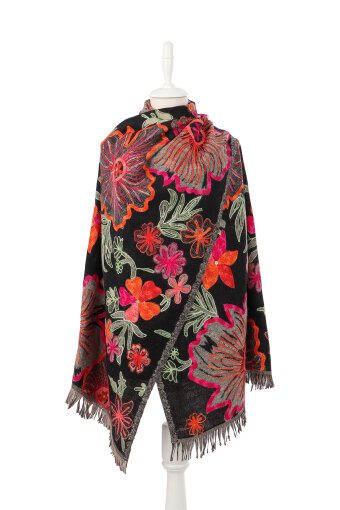 Siyah Marimo Desenli Kışlık Şal 