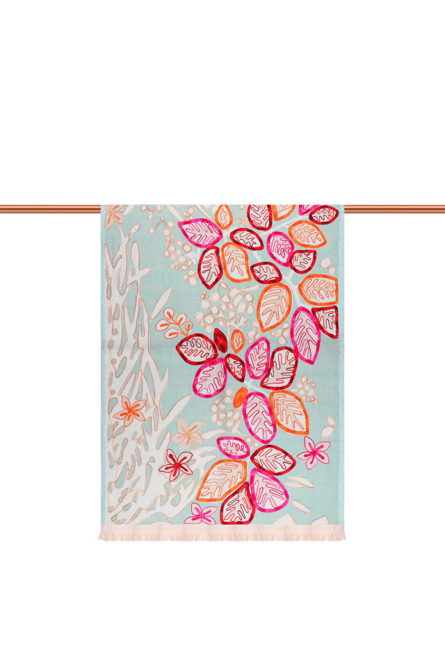 Su Yeşil Marimo Desenli Kışlık Şal - 2