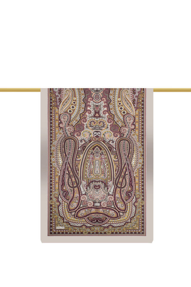 Ash Gray Marrakesh Pattern Sura Silk Shawl - 2