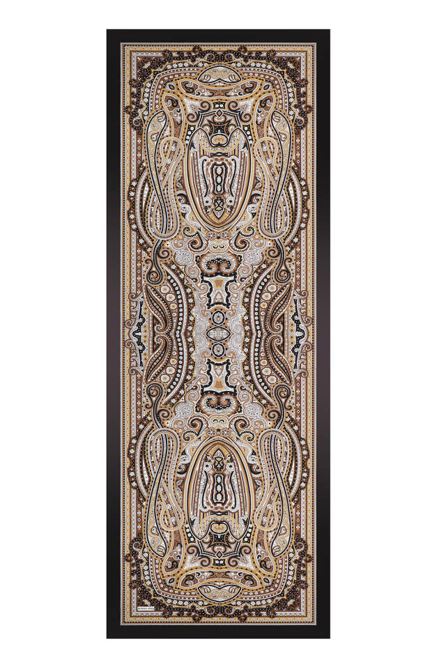 Gold Marrakesh Pattern Sura Silk Shawl - 3