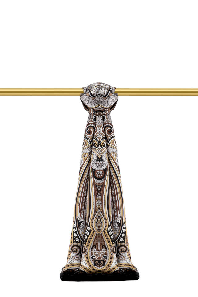 Gold Marrakesh Pattern Sura Silk Shawl - 1