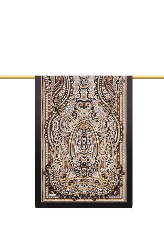 Gold Marrakesh Pattern Sura Silk Shawl - 2