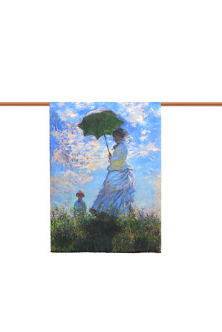 Mavi Şemsiyeli Kız Desen Kışlık Şal - Thumbnail