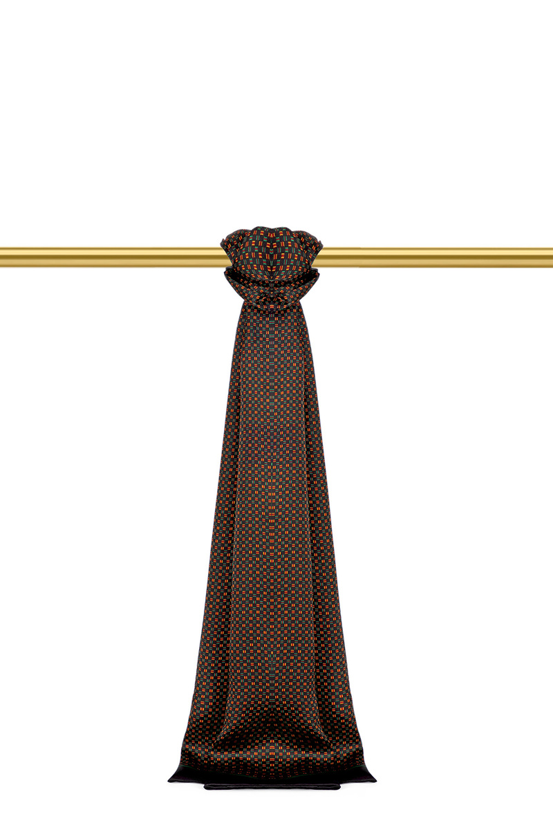 Black Patterned Men's Silk Scarf - Bursa İpek