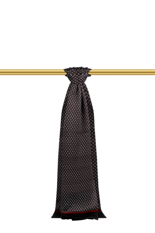 Black Patterned Men's Silk Scarf - Bursa İpek