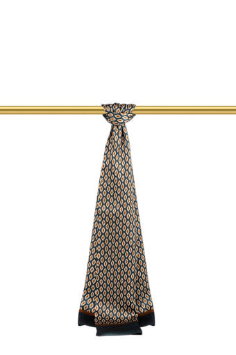 Beige Patterned Men's Silk Scarf 