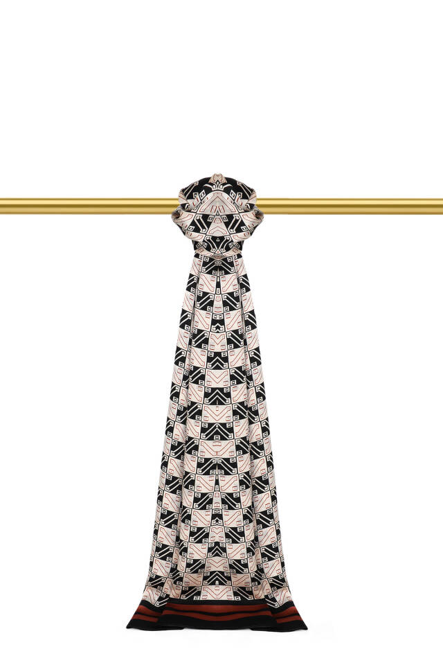 Black Patterned Men's Silk Scarf - Bursa İpek