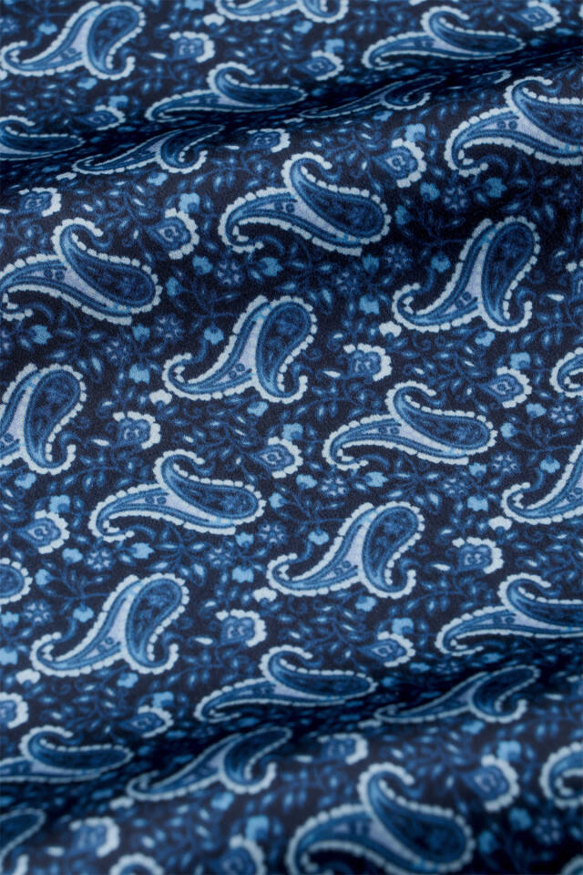 Navy Blue Patterned Men's Silk Scarf - 4