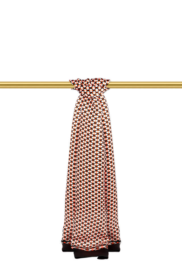 Orange Patterned Men's Silk Scarf - Bursa İpek
