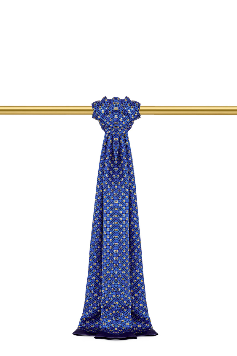 Saxe Patterned Men's Silk Scarf - Bursa İpek