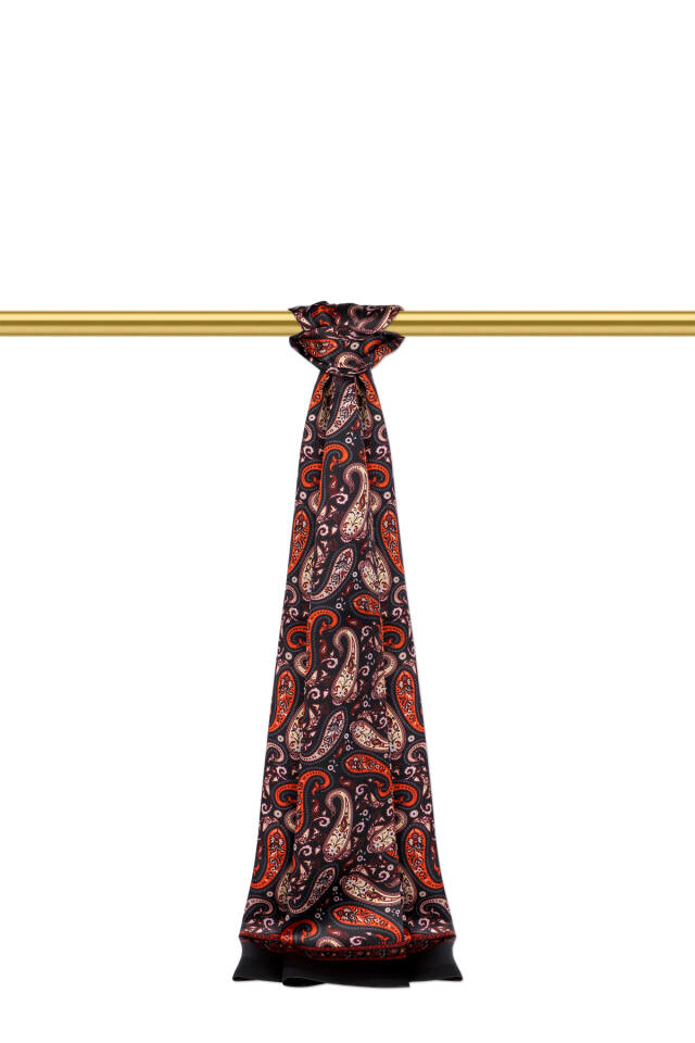 Tan Patterned Men's Silk Scarf - Bursa İpek