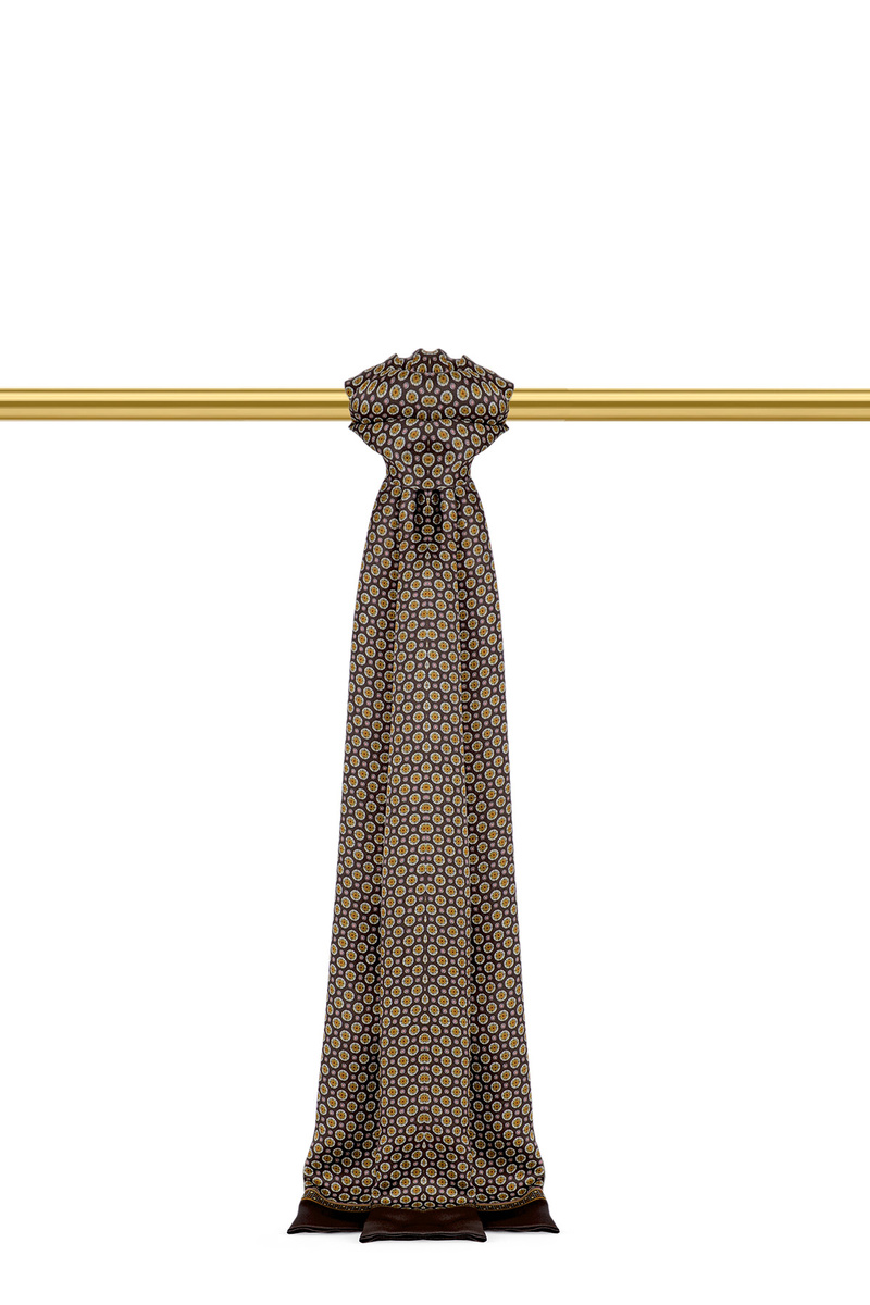Brown Patterned Men's Silk Scarf - Bursa İpek