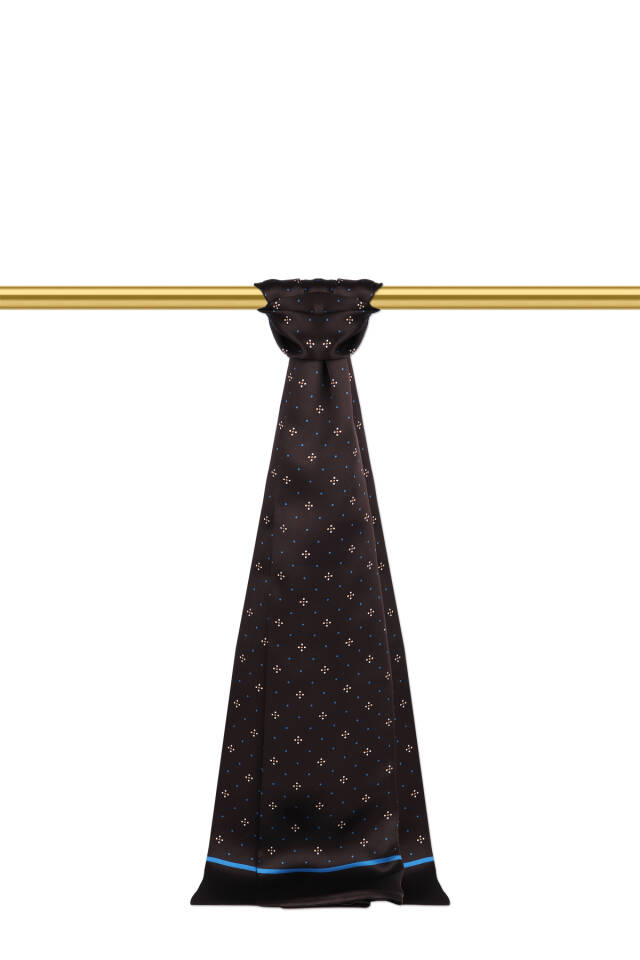 Brown Patterned Men's Silk Scarf - Bursa İpek