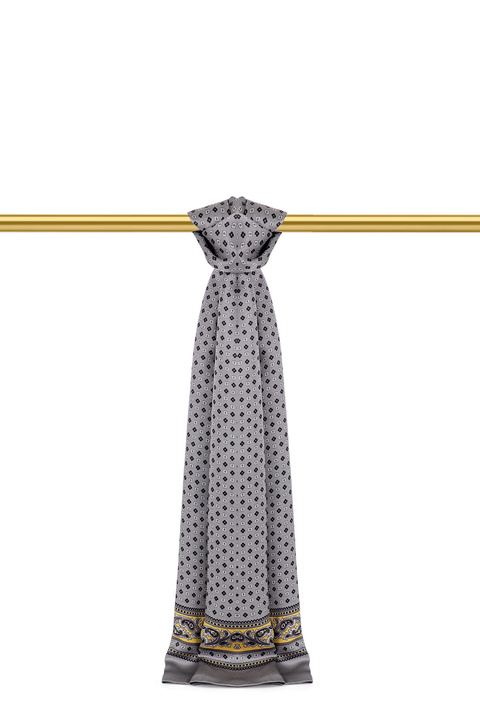 Gray Patterned Men's Silk Scarf 