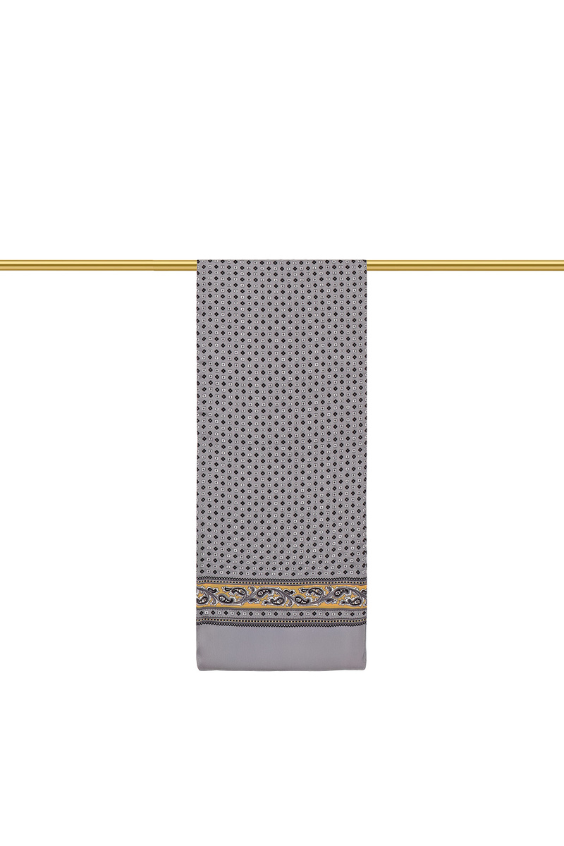Gray Patterned Men's Silk Scarf - 2