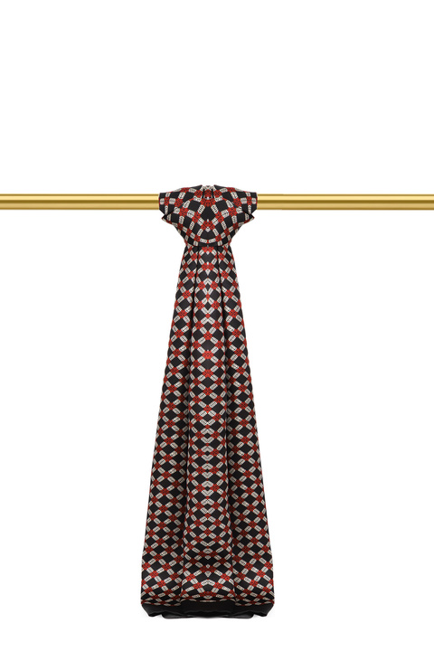Red Patterned Men's Silk Scarf 