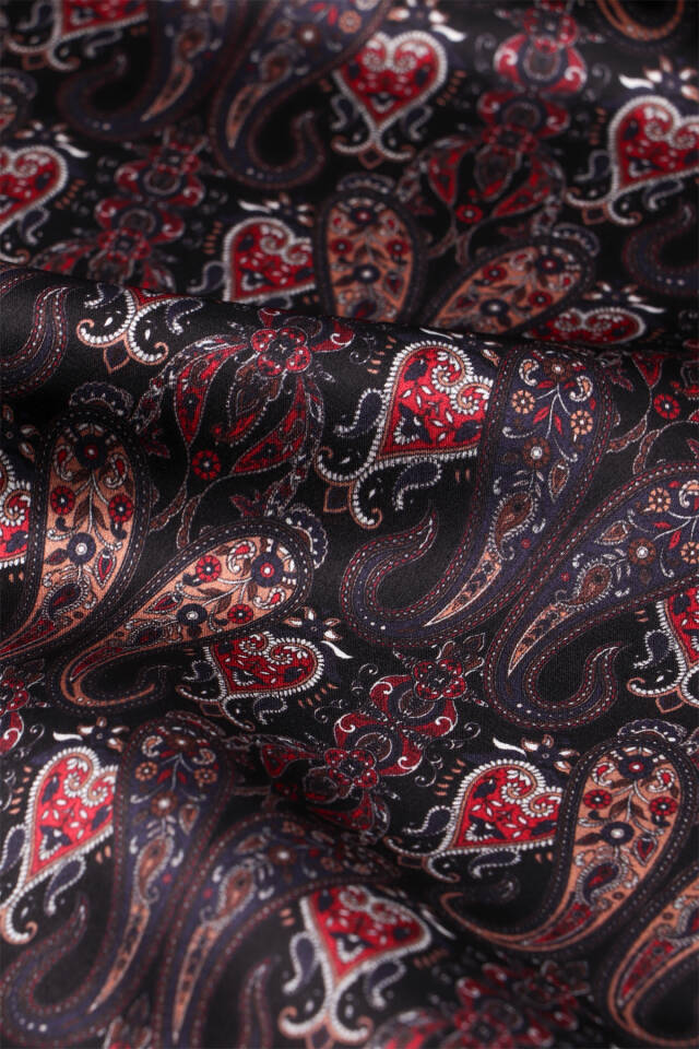 Red Patterned Men's Silk Scarf - 4