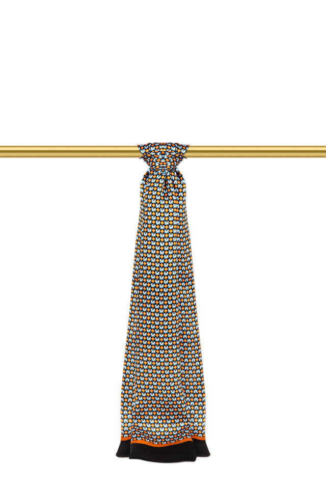 Turquoise Patterned Men's Silk Scarf - Bursa İpek