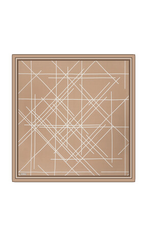 Milk Coffee Echo Pattern Twill Silk Square Scarf 