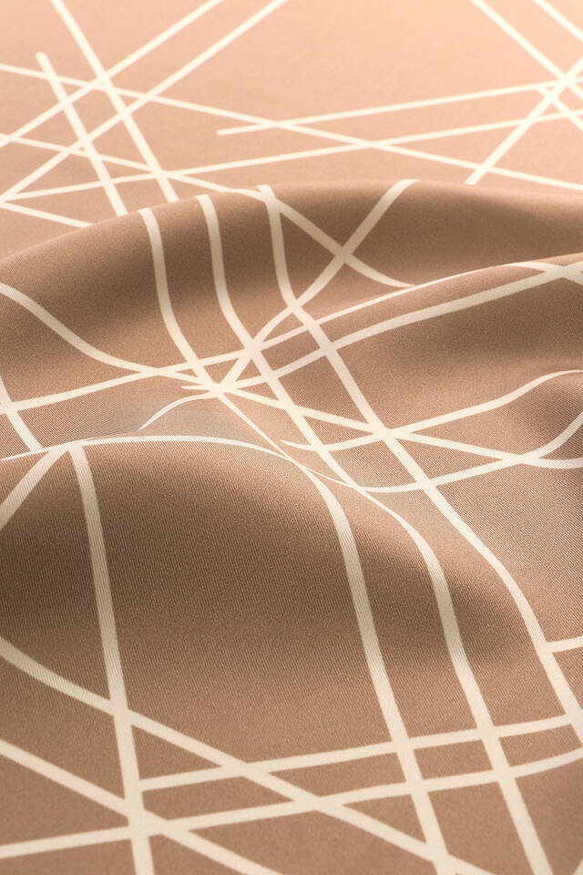 Milk Coffee Echo Pattern Twill Silk Square Scarf - 3