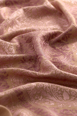 Milky Brown Pink Embroidered Suzani Wool Shawl - Thumbnail