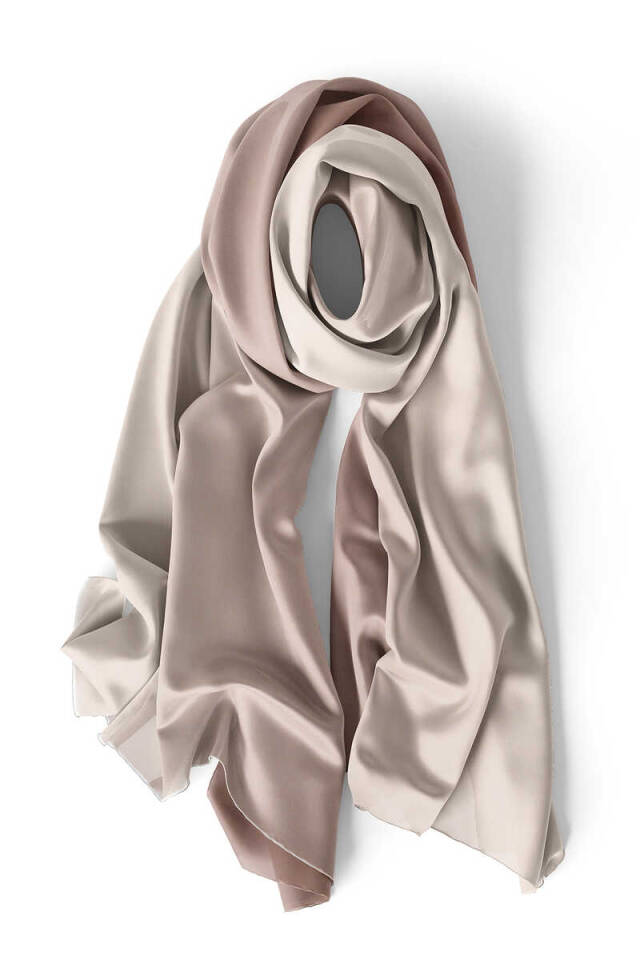 Milky Cream Gradient Silk Scarf - 3