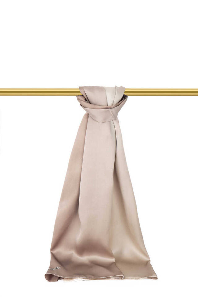 Milky Cream Gradient Silk Scarf - 1