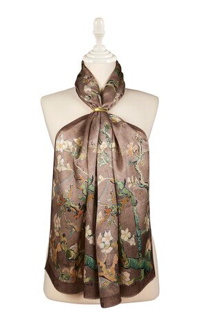 Mink Almond Blossom Silk Foulard - Thumbnail