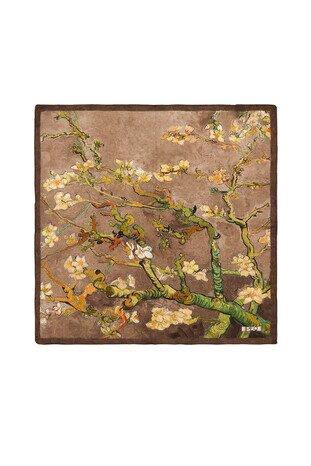 Mink Almond Blossom Silk Pocket Square - Thumbnail