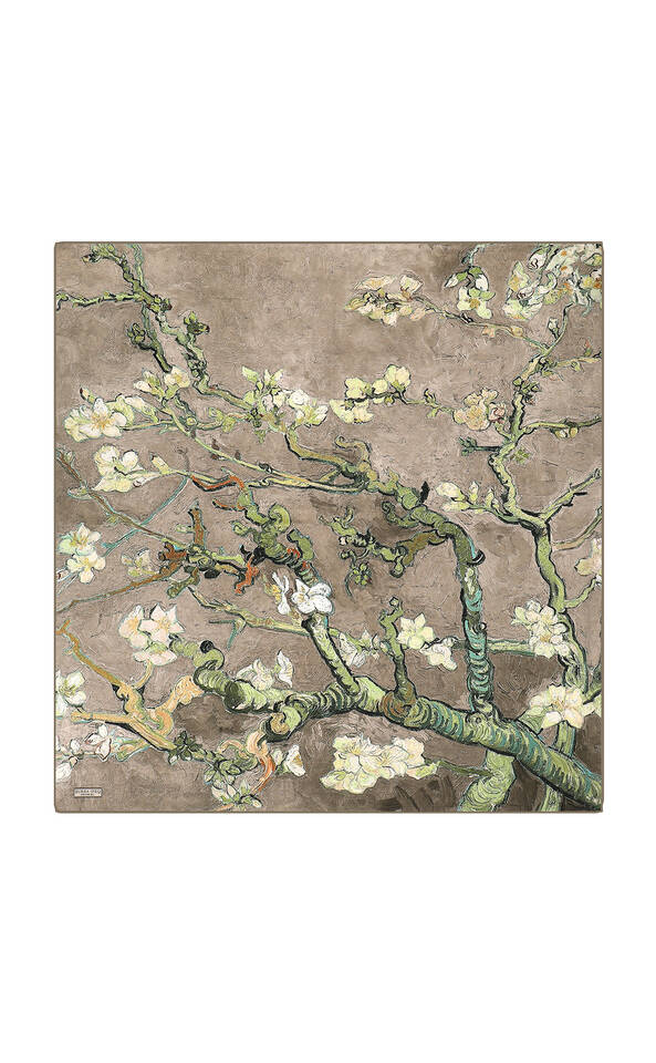 Mink Almond Blossom Sura Silk Scarf - Bursa İpek