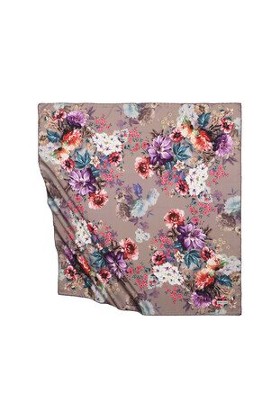 Mink Fulya Pattern Silky Square Scarf 