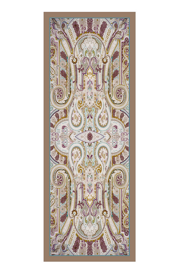 Mink Sahara Pattern Sura Silk Scarf - 3