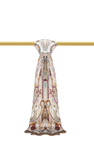 Mink Sahara Pattern Sura Silk Scarf 