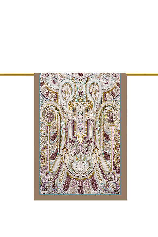 Mink Sahara Pattern Sura Silk Scarf - 2