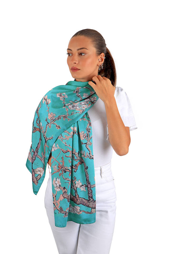 Mint Almond Blossom Silky Foulard - 2
