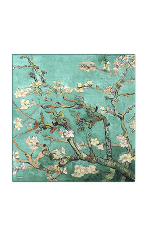 Mint Almond Blossom Sura Silk Square Scarf - Thumbnail