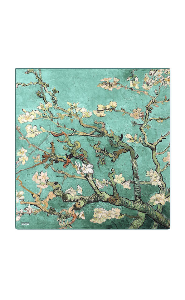Mint Almond Blossom Sura Silk Square Scarf 