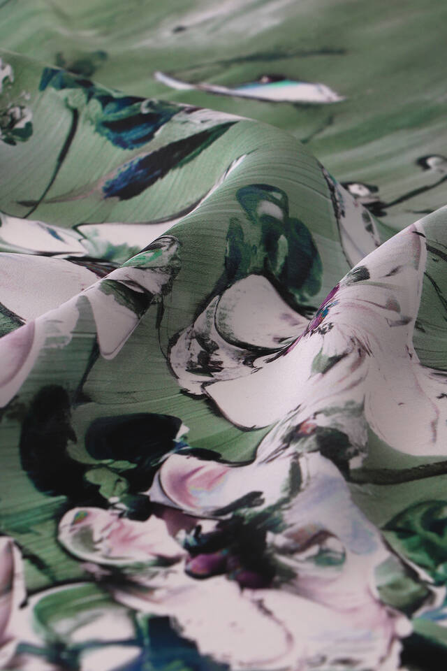 Mint Anemone Pattern Silk Pocket Square - 3