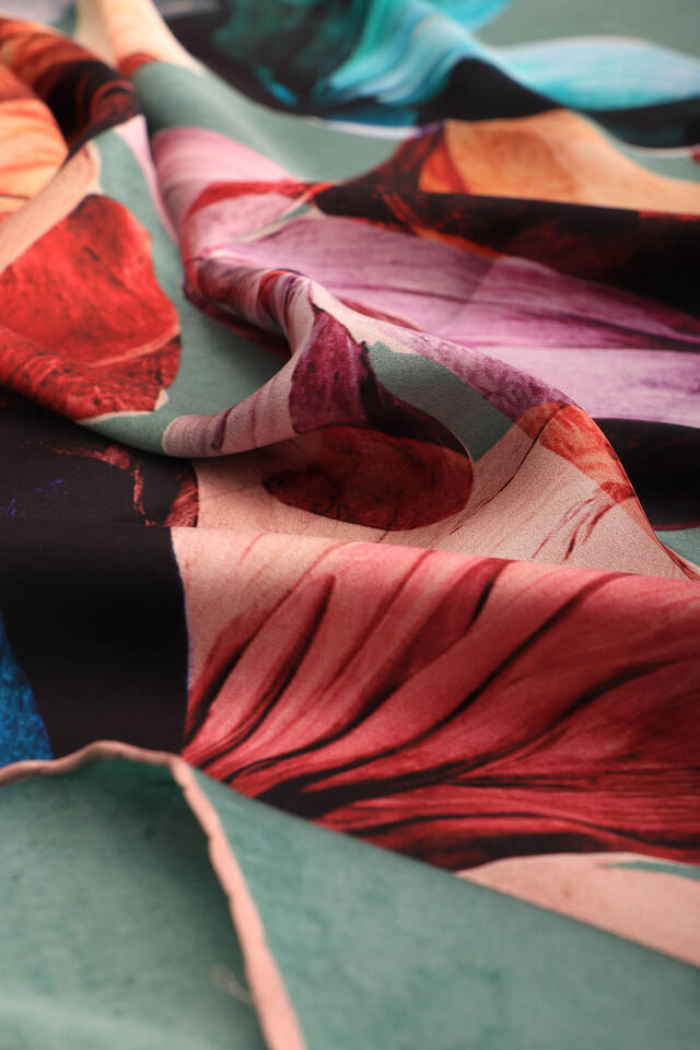 Mint Armoni Desen Sura İpek Eşarp - 3