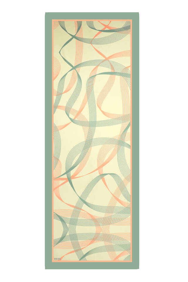 Mint Carousel Pattern Twill Silk Scarf - 3