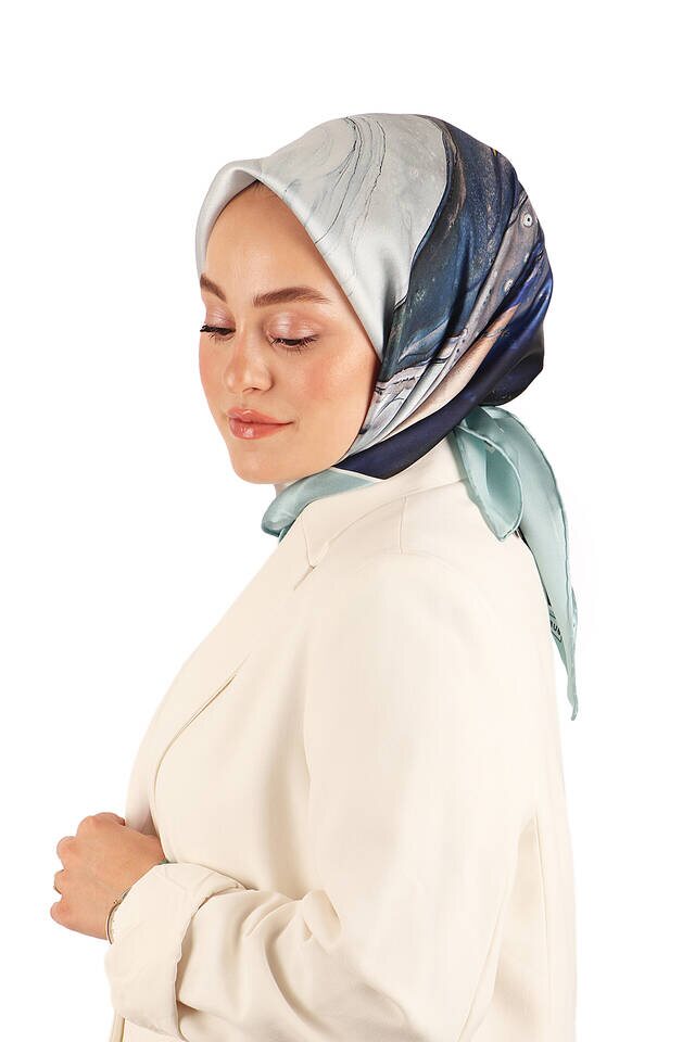 Mint Granite Pattern Sura Silk Scarf - 2