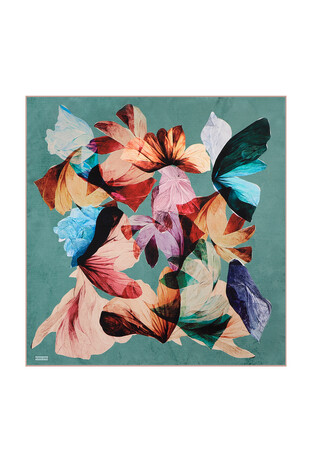 Mint Harmony Pattern Sura Silk Square Scarf 