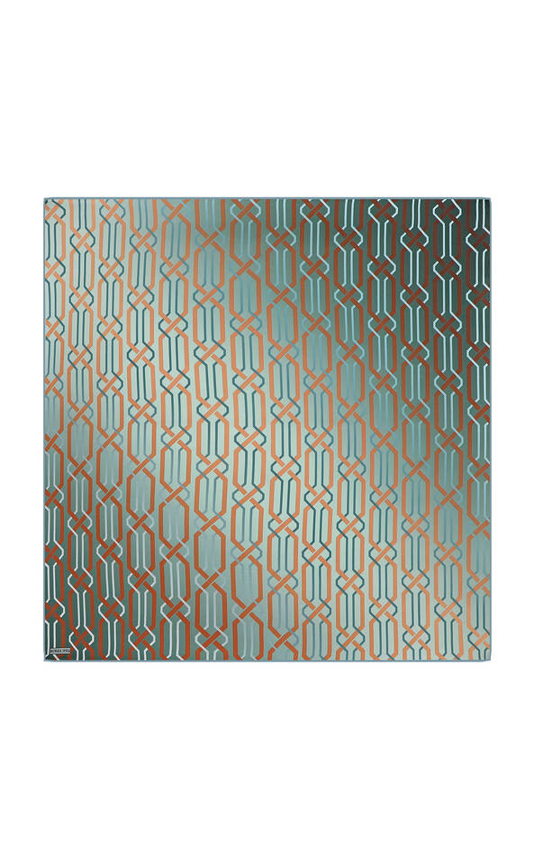 Mint Knitted Pattern Sura Silk Square Scarf 