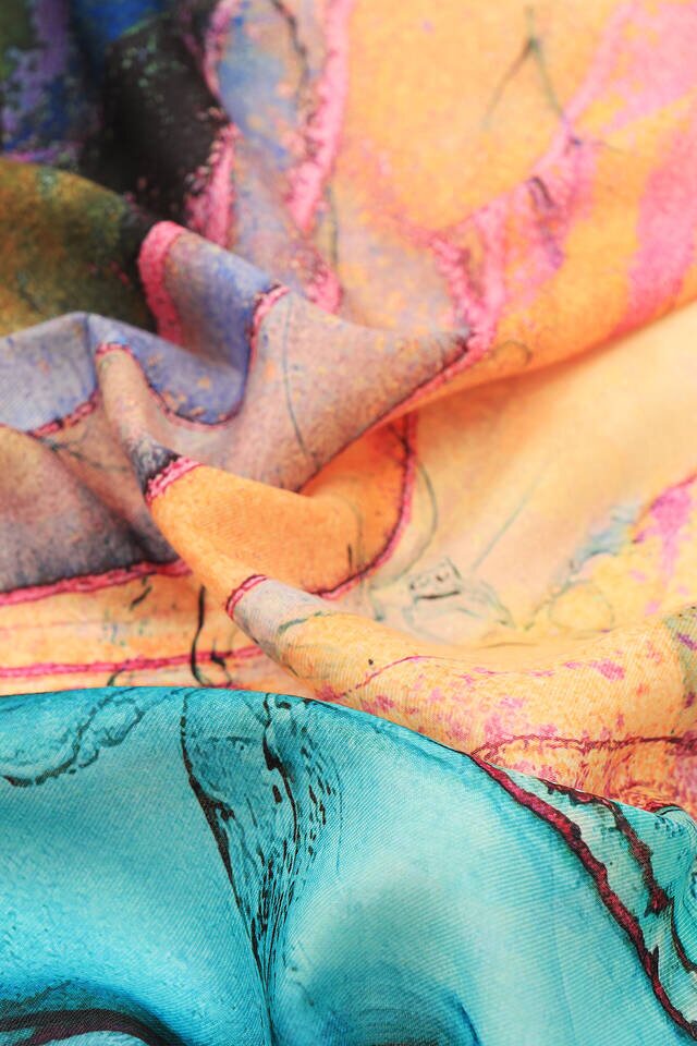 Mint Marble Pattern Soft Square Scarf - 3