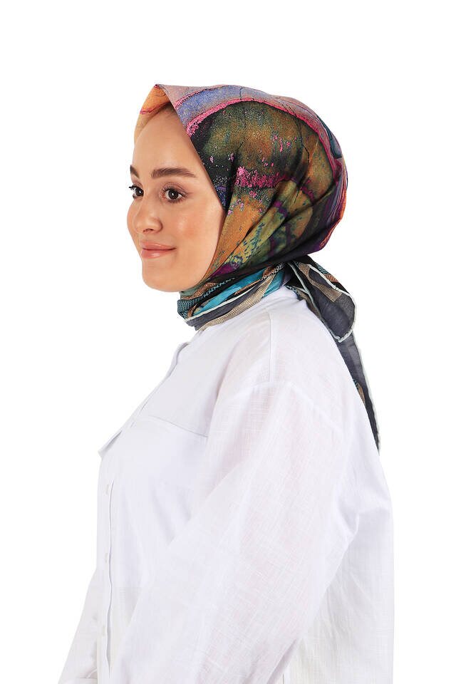 Mint Marble Pattern Soft Square Scarf - 2