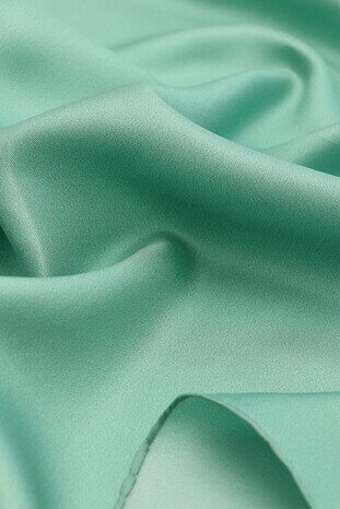 Mint Solid Color Twill Silk Square Scarf - Thumbnail