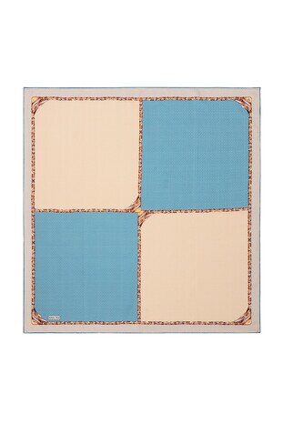 Mint Straw Pattern Twill Silk Square Scarf - Thumbnail