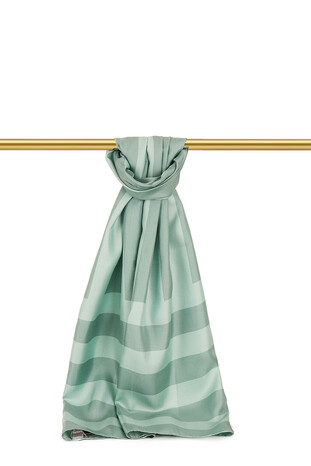 Mint Stripe Pattern Twill Silk Scarf 