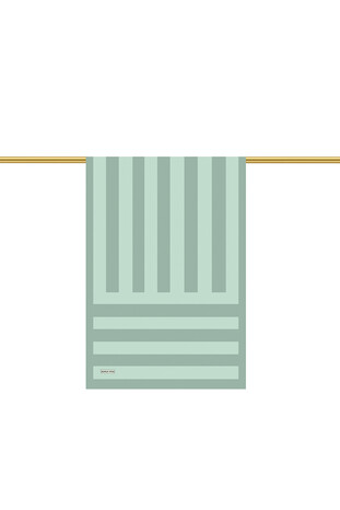 Mint Stripe Pattern Twill Silk Scarf - Thumbnail